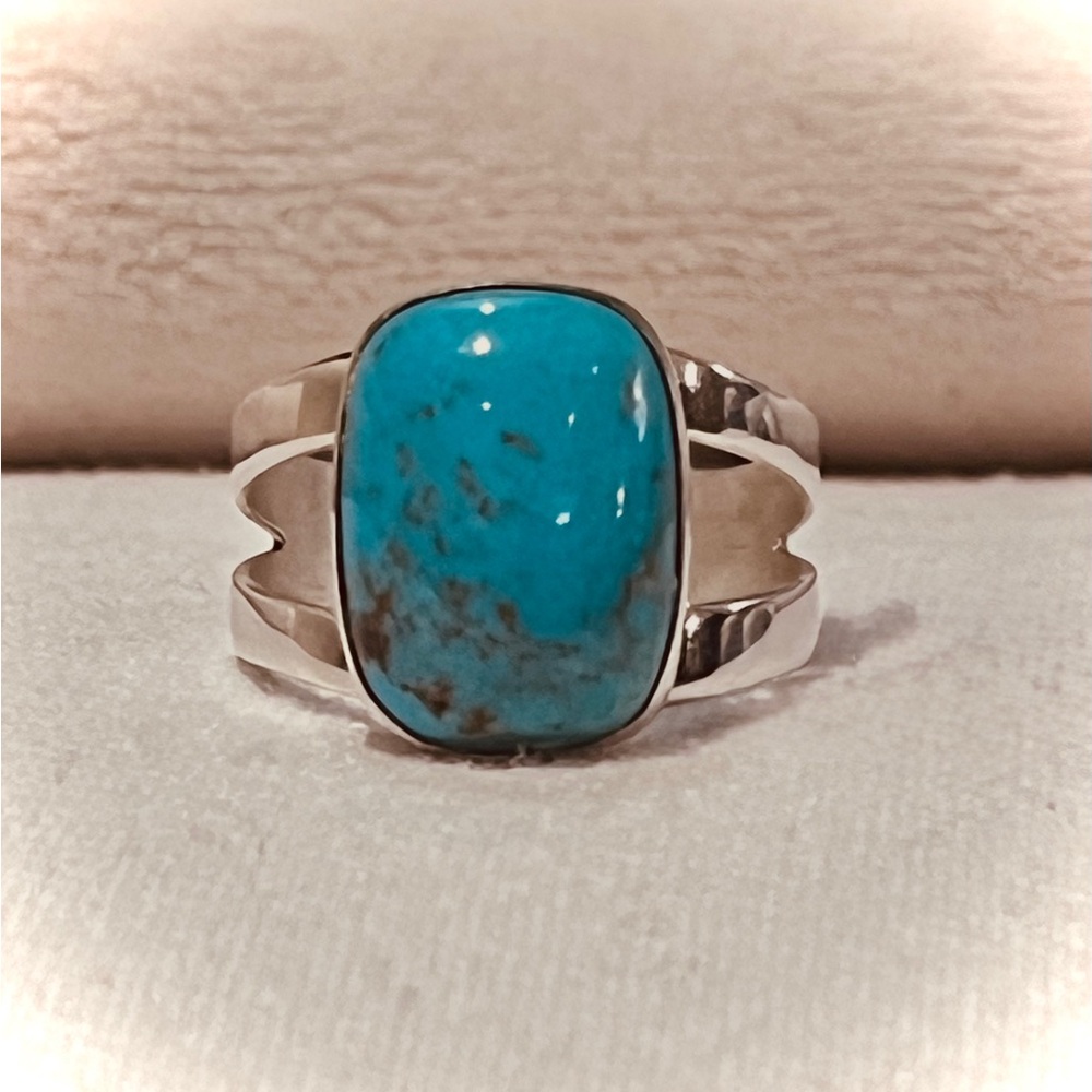 Turquoise Stone Silver Ring - Picture 9 of 11